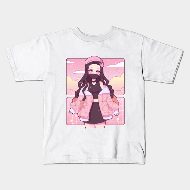 Nezuko Kawaii Fashion Kids T-Shirt by spiderprincess